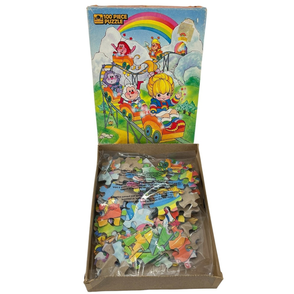 Vintage 1983 Rainbow Brite Roller Coaster 100 Piece Puzzle Golden Hallmark 80s